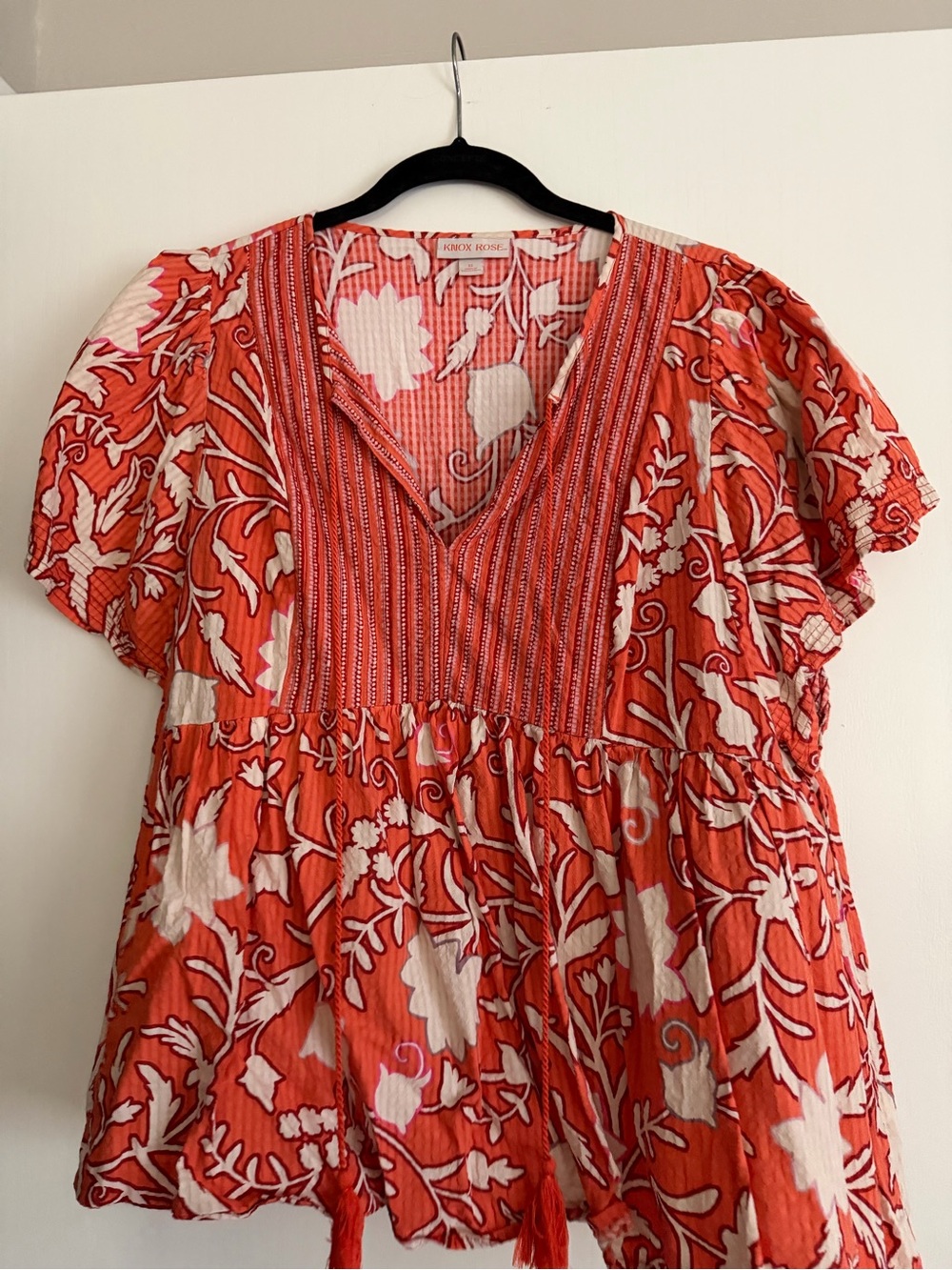 Knox Rose Floral V-Neck Peasant Top